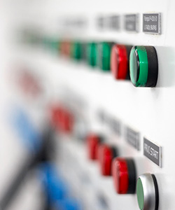 industrial control panel with multiple push buttons