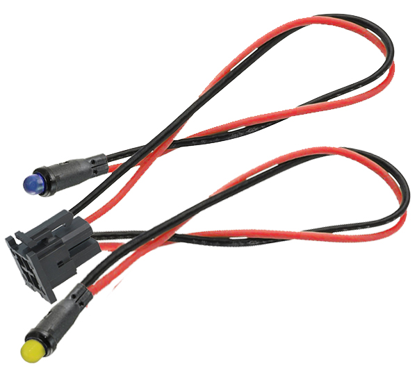 blue and yellow L59 Series LED panel mount indicators