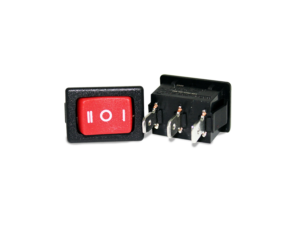 Hmi Switches Rocker VRS-3-Q3PSI-19RNN-0-M2 - Rocker switch black w/red actuator 3P SPDT 12. ...
